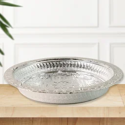 Silver Finish Plastic Pooja Thali – Lightweight & Durable