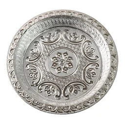 Silver Finish Plastic Pooja Thali – Lightweight & Durable