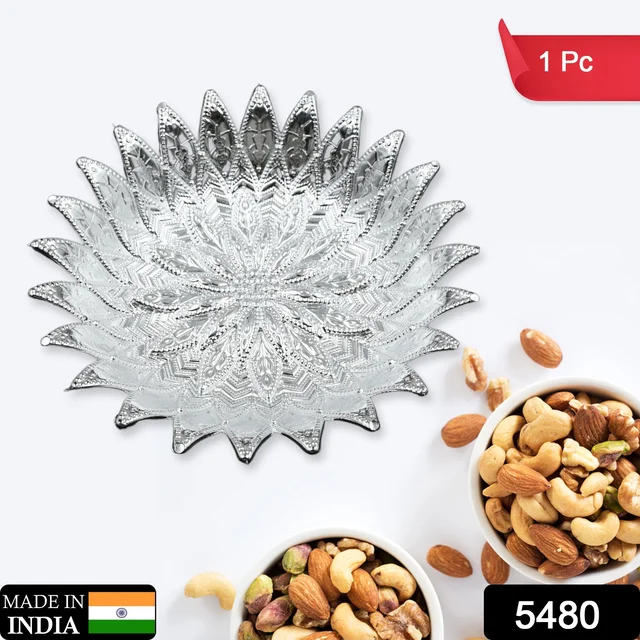 Silver Finish Serving Tray – Decorative Mukhwas & Dry Fruit Platter | Indo Glow