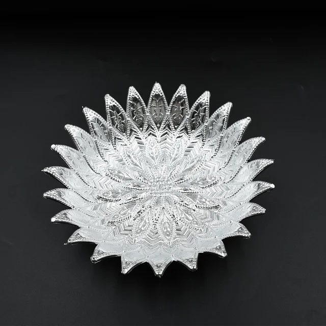 Silver Finish Serving Tray – Decorative Mukhwas & Dry Fruit Platter | Indo Glow