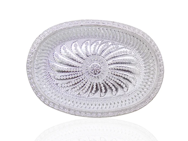 Silver Gift Tray – Royal Design Oval Decorative | Jiaqi