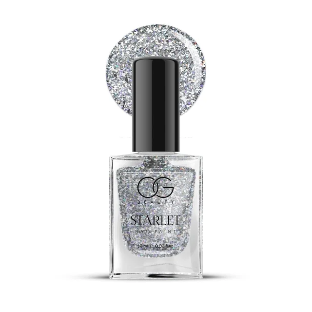 Silver Moonlight Glitter Nail Paint – Long-Lasting Sparkle Finish