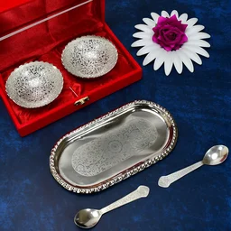 Silver Plated Bowl Set – Brass Serving Tray | Lunchie Bunchie