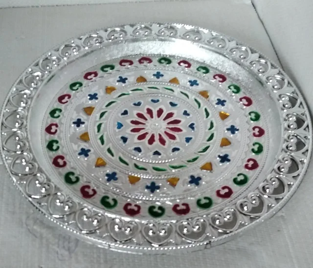 Silver Plated Pooja Thali – Festive & Worship Decor | Indo Glow