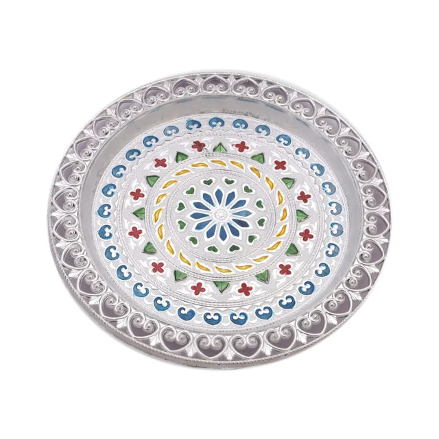 Silver Plated Pooja Thali – Festive & Worship Decor | Indo Glow