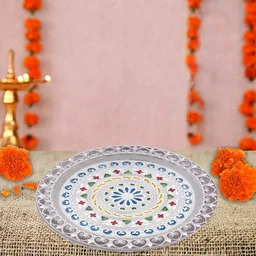 Silver Plated Pooja Thali – Festive & Worship Decor | Indo Glow
