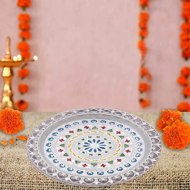 Silver Plated Pooja Thali – Festive & Worship Decor | Indo Glow