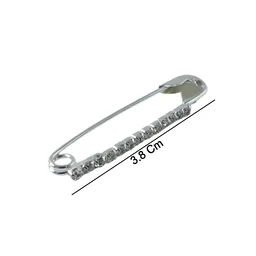 Silver Safety Pin Brooch Set – Elegant Crystal Accent 12 Pc