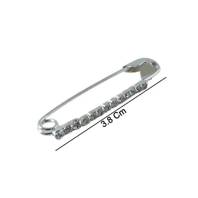 Silver Safety Pin Brooch Set – Elegant Crystal Accent 12 Pc