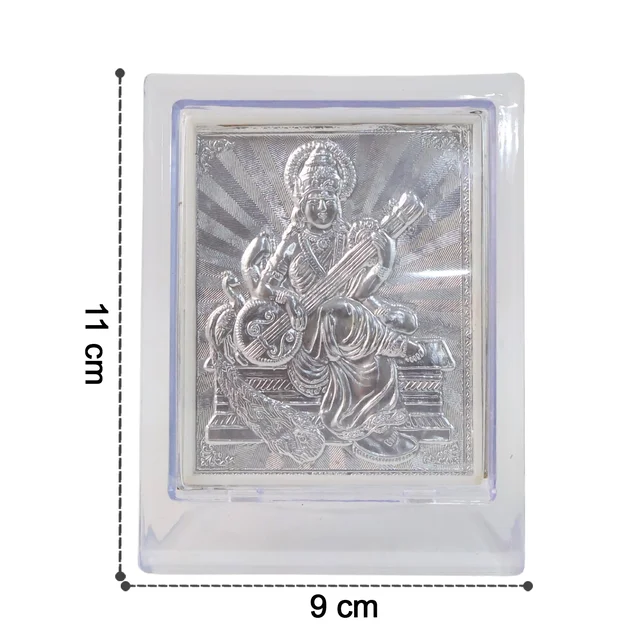 Silver Saraswati Maa Photo Frame – Elegant Spiritual Decor
