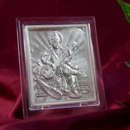 Silver Saraswati Maa Photo Frame – Elegant Spiritual Decor