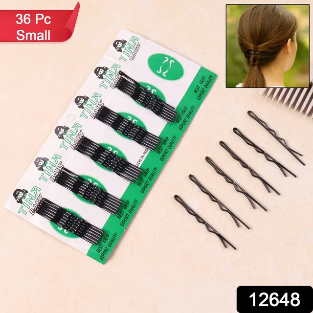 Small Black Bobby Pins – Strong Non-Slip Hair Clips, 36 Pc