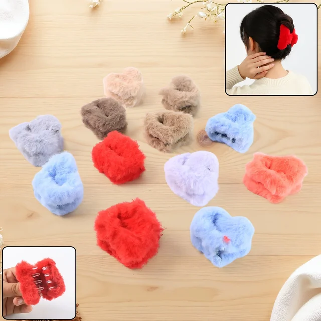 Small Hair Claw Clips – Plush Non-Slip Hair Accessories Set