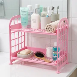 Small Plastic Storage Rack – Space-Saving 2-Tier Organizer