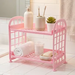 Small Plastic Storage Rack – Space-Saving 2-Tier Organizer