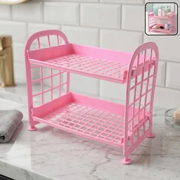 Small Plastic Storage Rack – Space-Saving 2-Tier Organizer