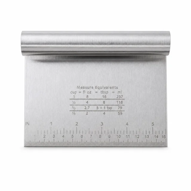 Small Stainless Steel Dough Scraper Cutter 15 x 12 Cm with Scale (1 Pc)