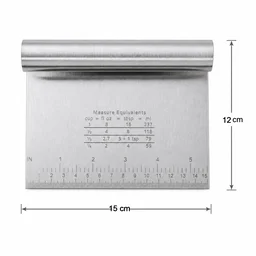 Small Stainless Steel Dough Scraper Cutter 15 x 12 Cm with Scale (1 Pc)