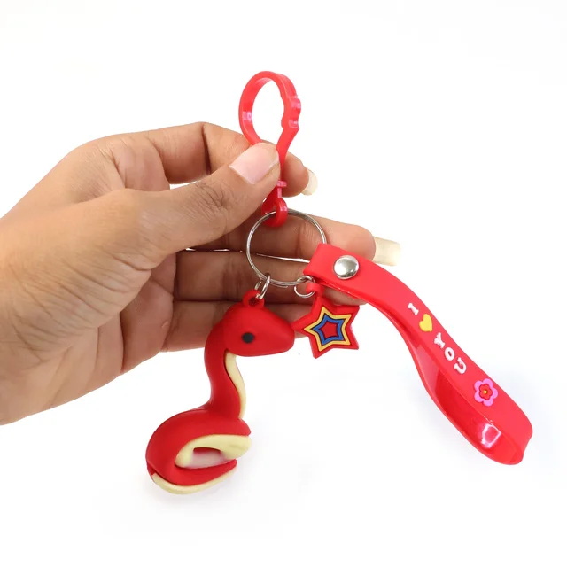 Snake Shape Keychain – Cute Strap & Hook Clip for Kids