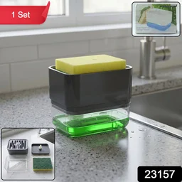 Soap Dispenser with Sponge Holder – Space-saving Kitchen Organizer