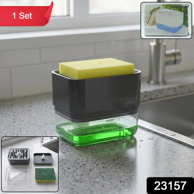 Soap Dispenser with Sponge Holder – Space-saving Kitchen Organizer