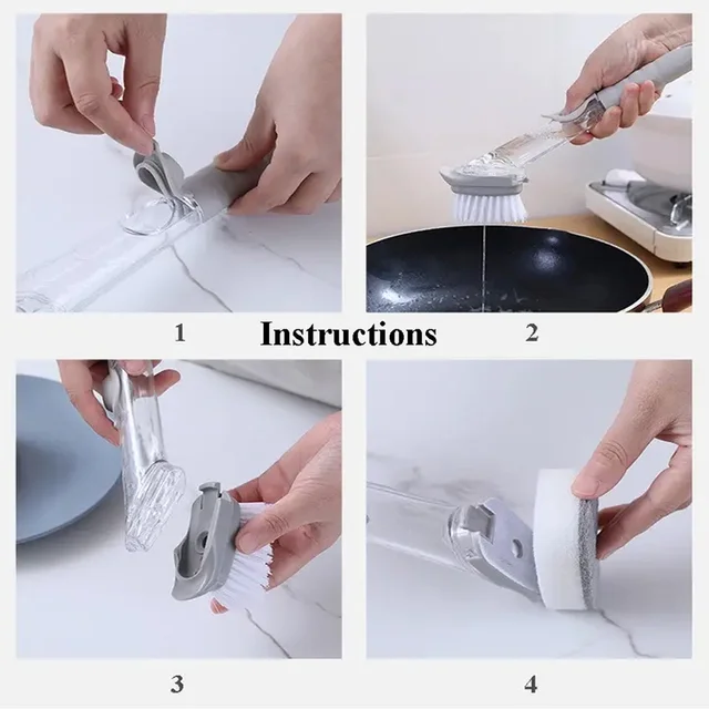 Soap Dispensing Dish Brush – 1 Handle & 3 Refills | VelvetBubbles