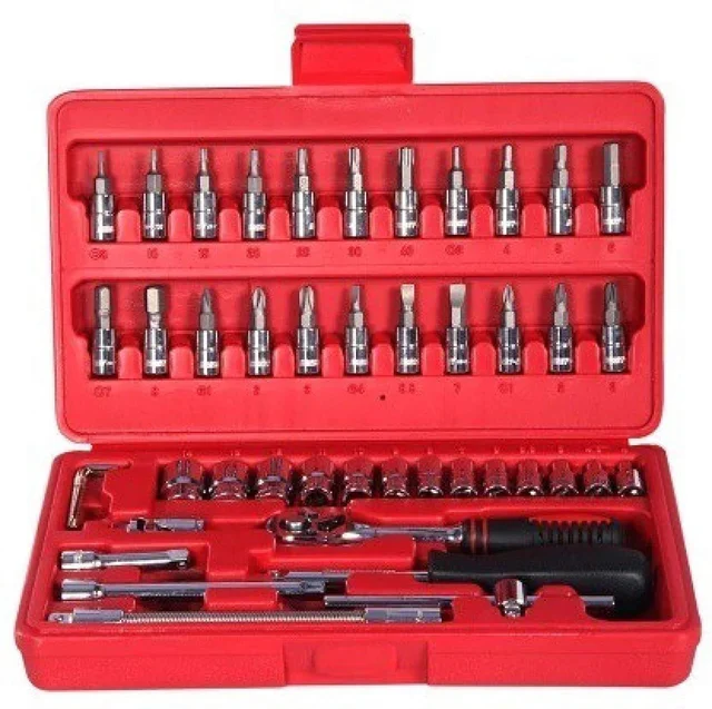Socket 1/4 Inch Combination Repair Tool Kit – Durable 46-Piece Set