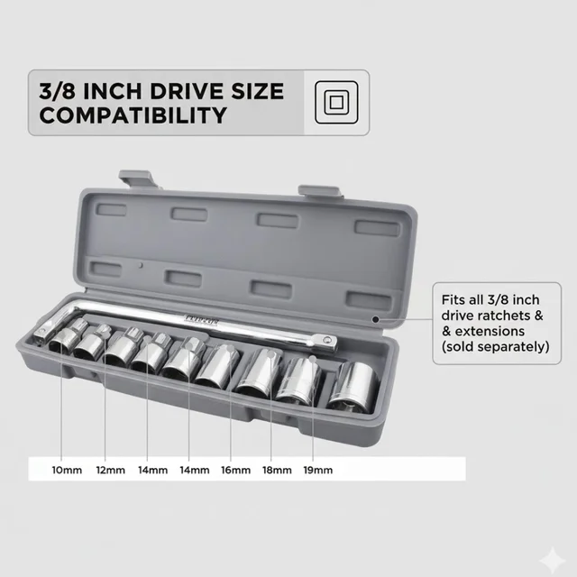 Socket Wrench Set 10-Pc 3/8-inch Drive 6-Point | BoltForce