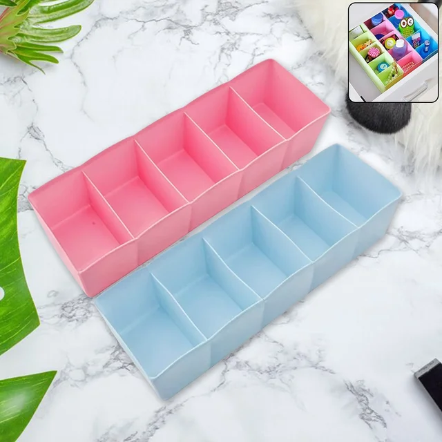 Socks Storage Organizer – 5 Compartment Drawer Box (Pack of 2) | Organivo