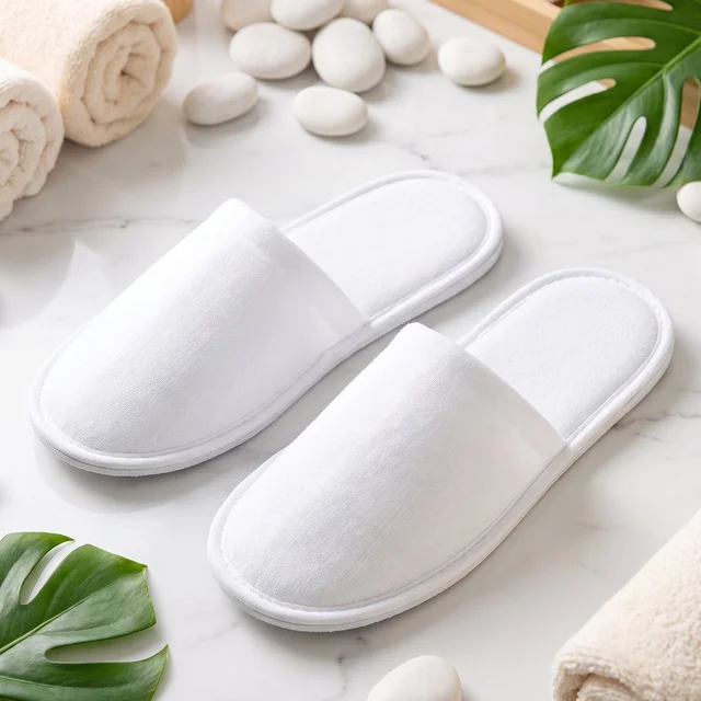 Soft Closed Toe Slippers for Hotel Spa Guest and Home White 28 x 11...