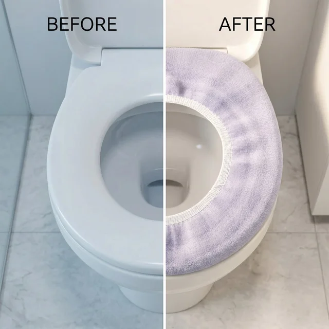 Soft Fabric Elastic Toilet Seat Cover – Washable & Comfortable Fit