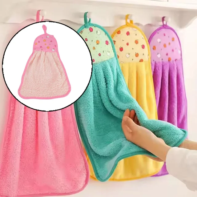 Soft Microfiber Hanging Hand Towel – Quick-Dry with Adhesive Hook