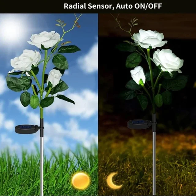 Solar Garden Decorative Flower Lights – Set of 2 LED Roses