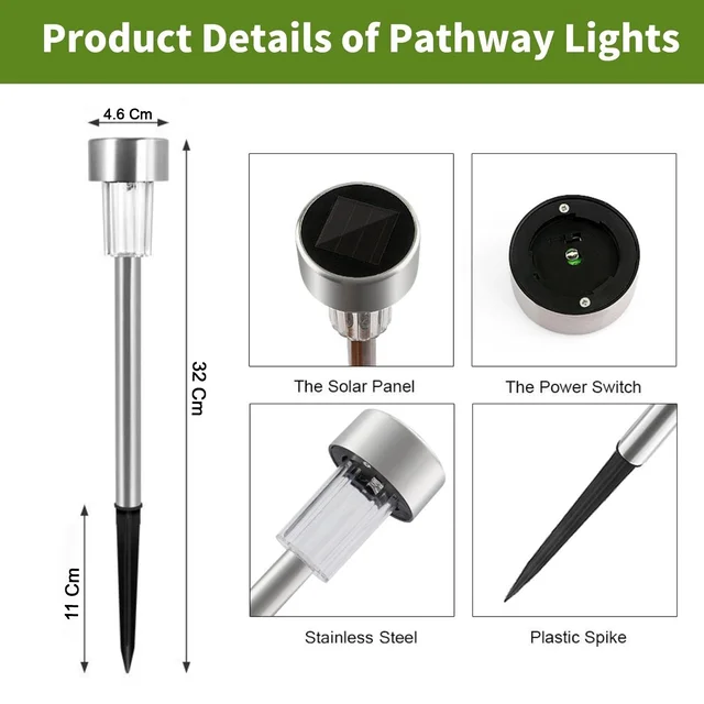 Solar Lawn Lamp Set – Eco-Friendly Stainless Steel Outdoor Lights
