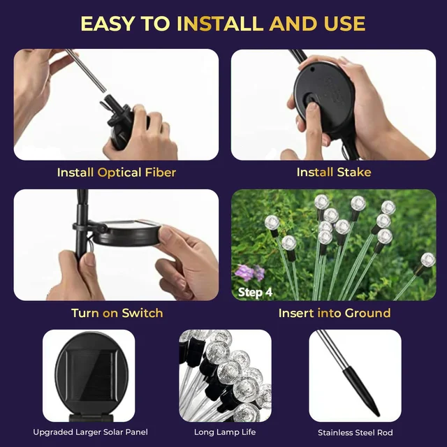 Solar LED Fiber Optic Garden Light – Waterproof Outdoor Decor