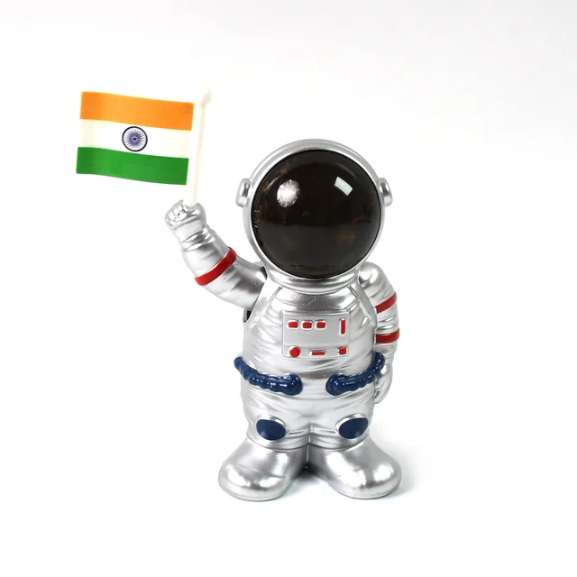 Solar Power Astronaut Ornament – Indian Flag Car Dashboard Décor