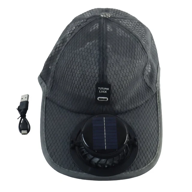 Solar Powered Cooling Fan Cap Rechargeable Baseball Sun Hat for Outdoor (1 Pc)