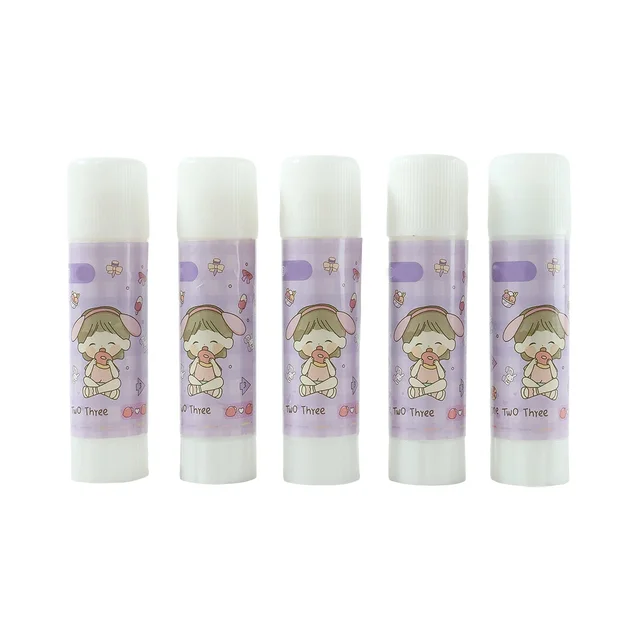 Solid Glue Stick Pack of 5 – Cartoon Design, Mess-Free Adhesive
