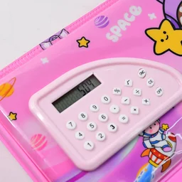 Space Theme Pencil Box with Built-in Calculator – Dual Compartment Organizer