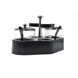 Spice Condiment Set with Transparent Jars & Removable Cups | Ganesh