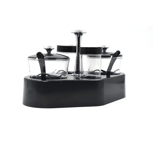 Spice Condiment Set with Transparent Jars & Removable Cups | Ganesh