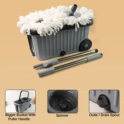 Spin Mop Cleaning Set – Dual Chamber Bucket & Wheels