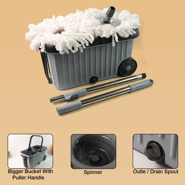 Spin Mop Cleaning Set – Dual Chamber Bucket & Wheels