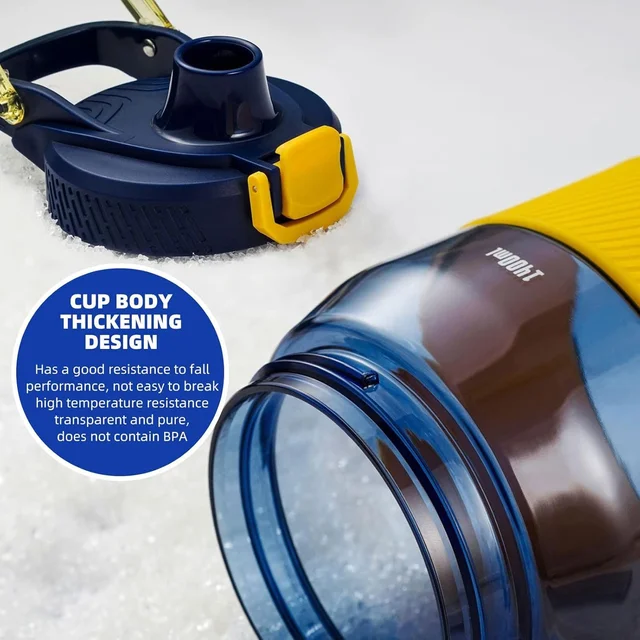 Sports Water Bottle 1400ml – Leakproof Flip Lock Lid with Straw