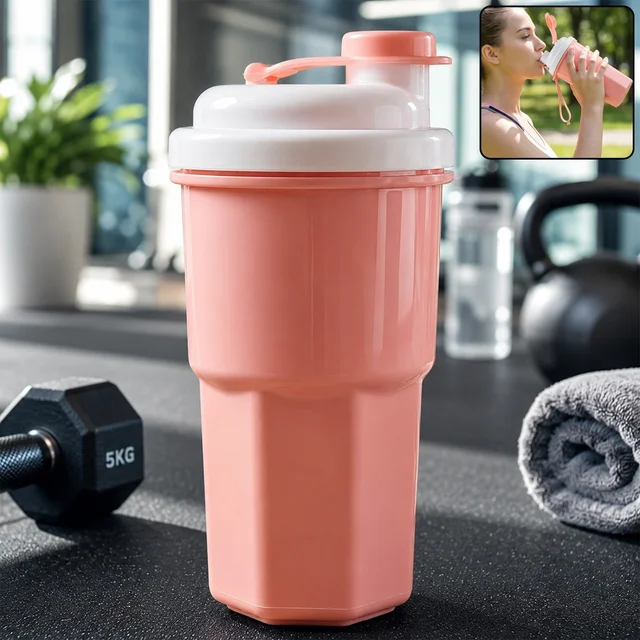 Sports Water Bottle 400ml Leakproof Flip Lid Shaker Tumbler for Gym