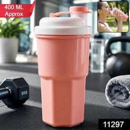 Sports Water Bottle 400ml Leakproof Flip Lid Shaker Tumbler for Gym