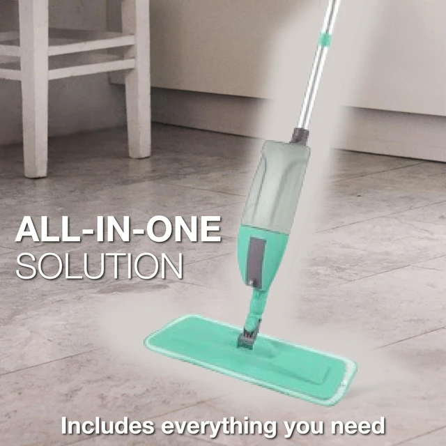 Spray Mop – 360° Rotating Head, Washable Pad | Velvet Wipe