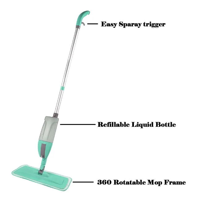 Spray Mop – 360° Rotating Head, Washable Pad | Velvet Wipe