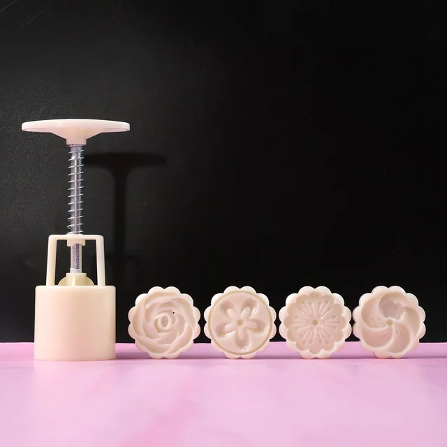 Spring Press Cookie Mold Set – 4 Floral Designs for Easy Baking