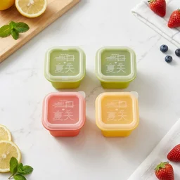 Square Ice Cube Mould Set with Lids Multicolor for Drinks and Cocktails (4 Pc)